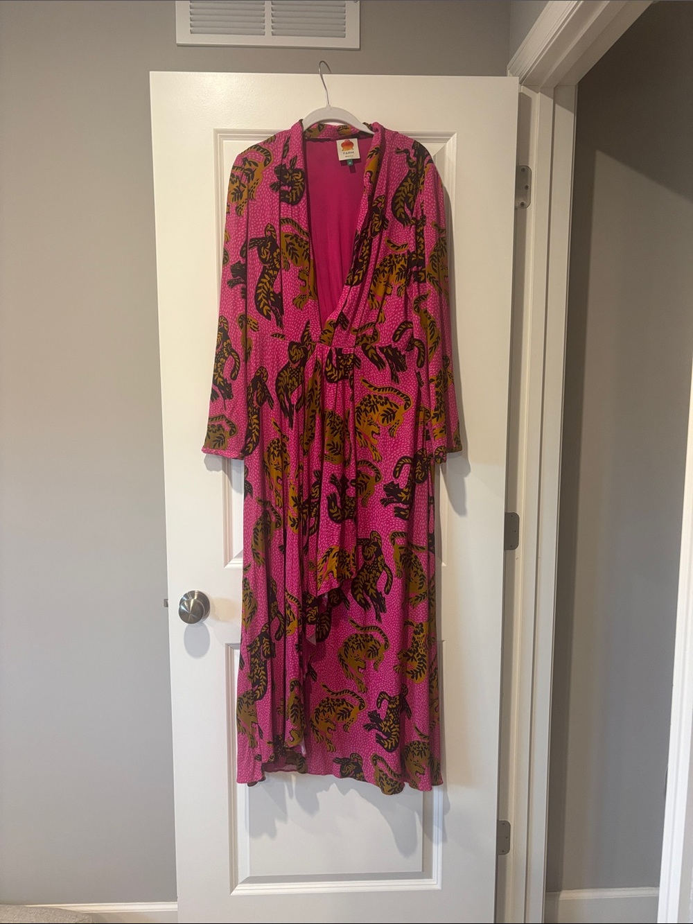 FARM Rio Pink Tiger-Print Long Sleeve Maxi Dress
